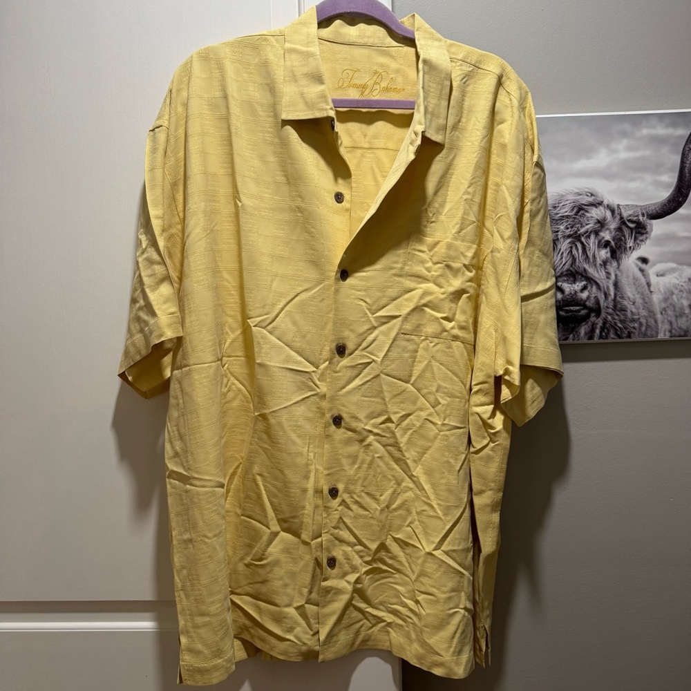 Tommy Bahama Textured Silk Short Sleeve Shirt Hawaiian 100% Silk Mens XXL